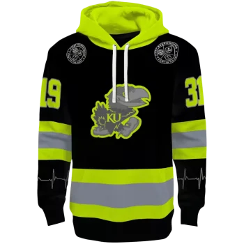 custom kansas jayhawks safety motif black neon green hoodie best selling