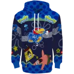 custom kansas jayhawks spongebob patrick star blue navy hoodie best selling