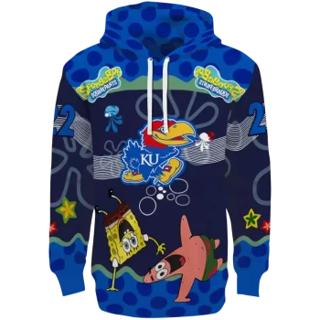 custom kansas jayhawks spongebob patrick star blue navy hoodie best selling