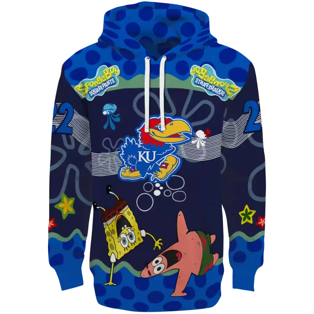 custom kansas jayhawks spongebob patrick star blue navy hoodie best selling custom kansas jayhawks spongebob patrick star blue navy hoodie best selling
