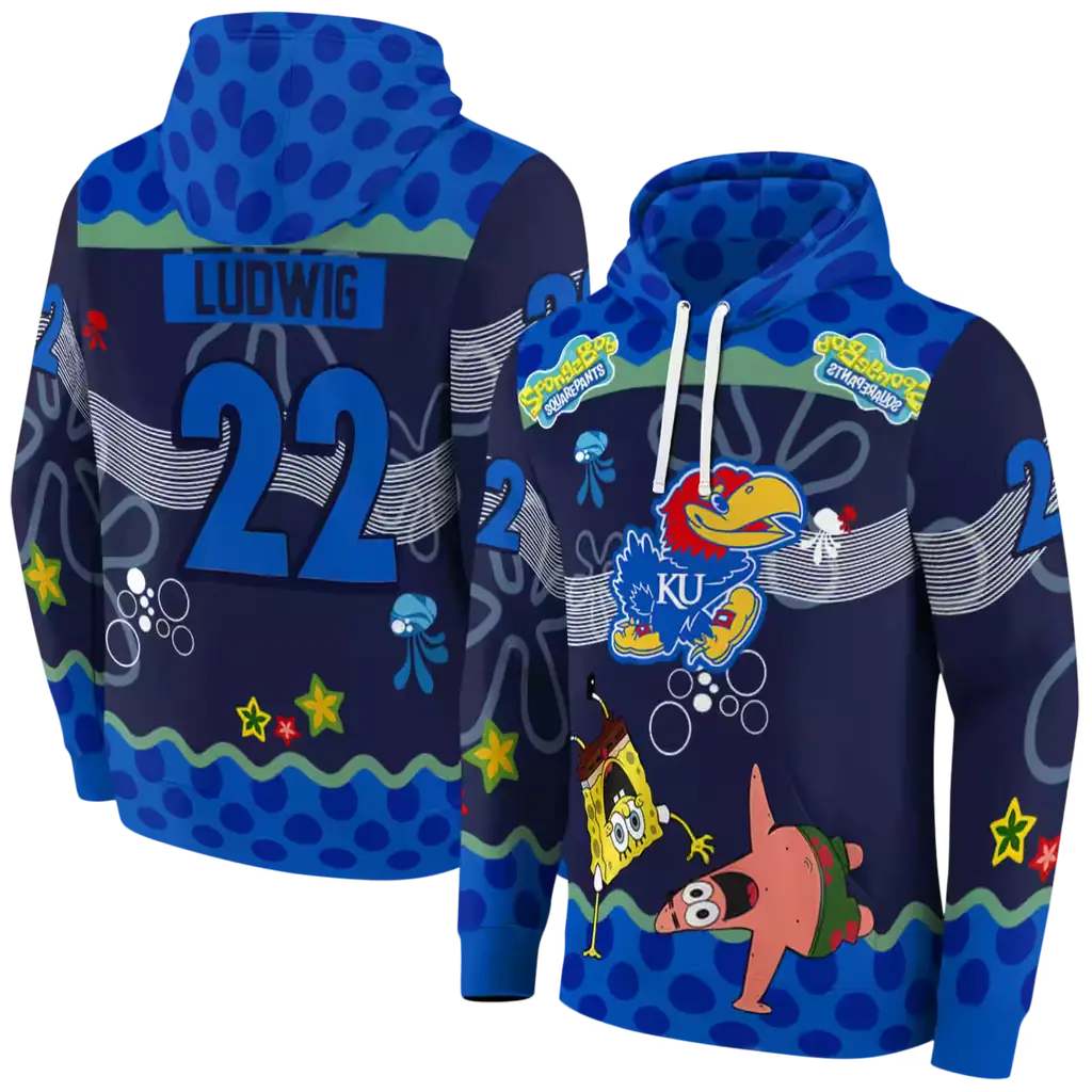 custom kansas jayhawks spongebob patrick star blue navy hoodie fashion forward custom kansas jayhawks spongebob patrick star blue navy hoodie fashion forward