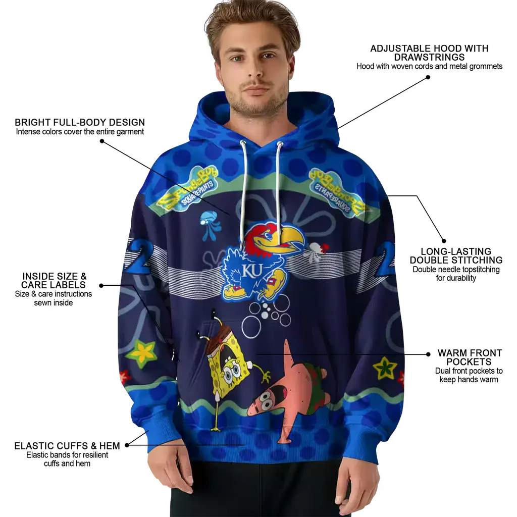custom kansas jayhawks spongebob patrick star blue navy hoodie latest model custom kansas jayhawks spongebob patrick star blue navy hoodie latest model
