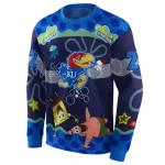 custom kansas jayhawks spongebob patrick star blue navy hoodie best selling