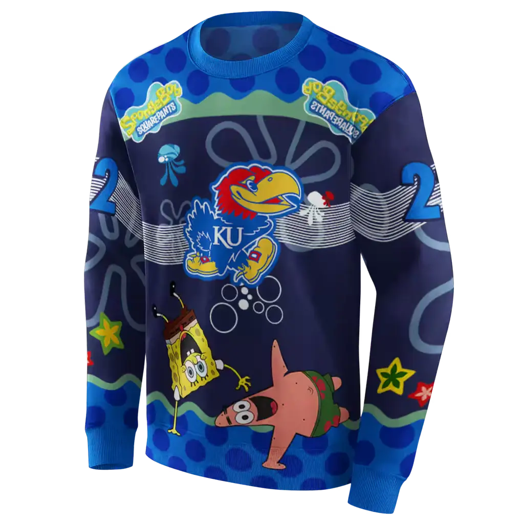 custom kansas jayhawks spongebob patrick star blue navy hoodie new arrival custom kansas jayhawks spongebob patrick star blue navy hoodie new arrival