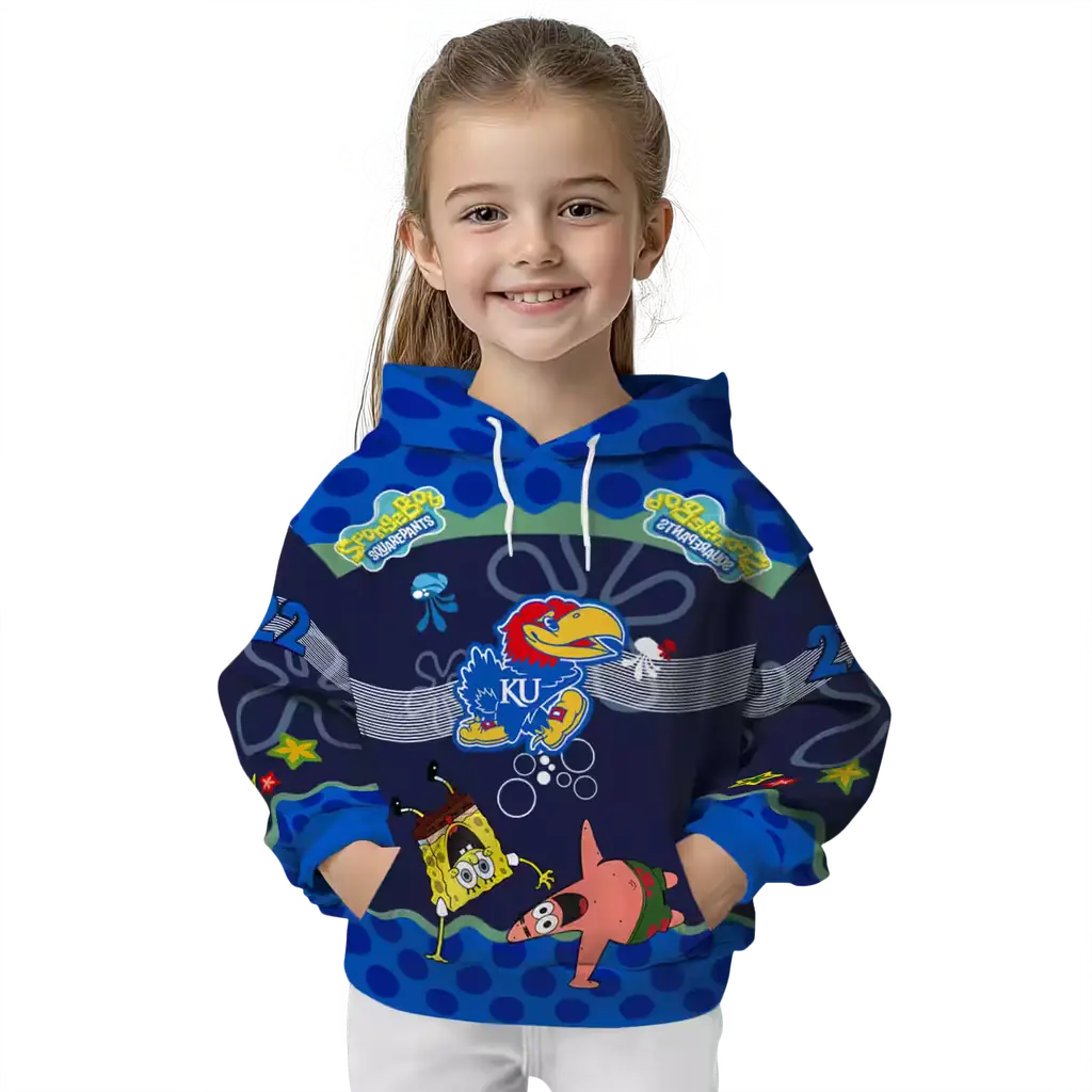 custom kansas jayhawks spongebob patrick star blue navy hoodie top rated custom kansas jayhawks spongebob patrick star blue navy hoodie top rated