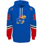 custom kansas jayhawks striped sleeves blue hoodie best selling