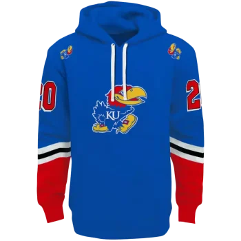 custom kansas jayhawks striped sleeves blue hoodie best selling