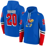 custom kansas jayhawks striped sleeves blue hoodie best selling