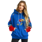 custom kansas jayhawks striped sleeves blue hoodie best selling