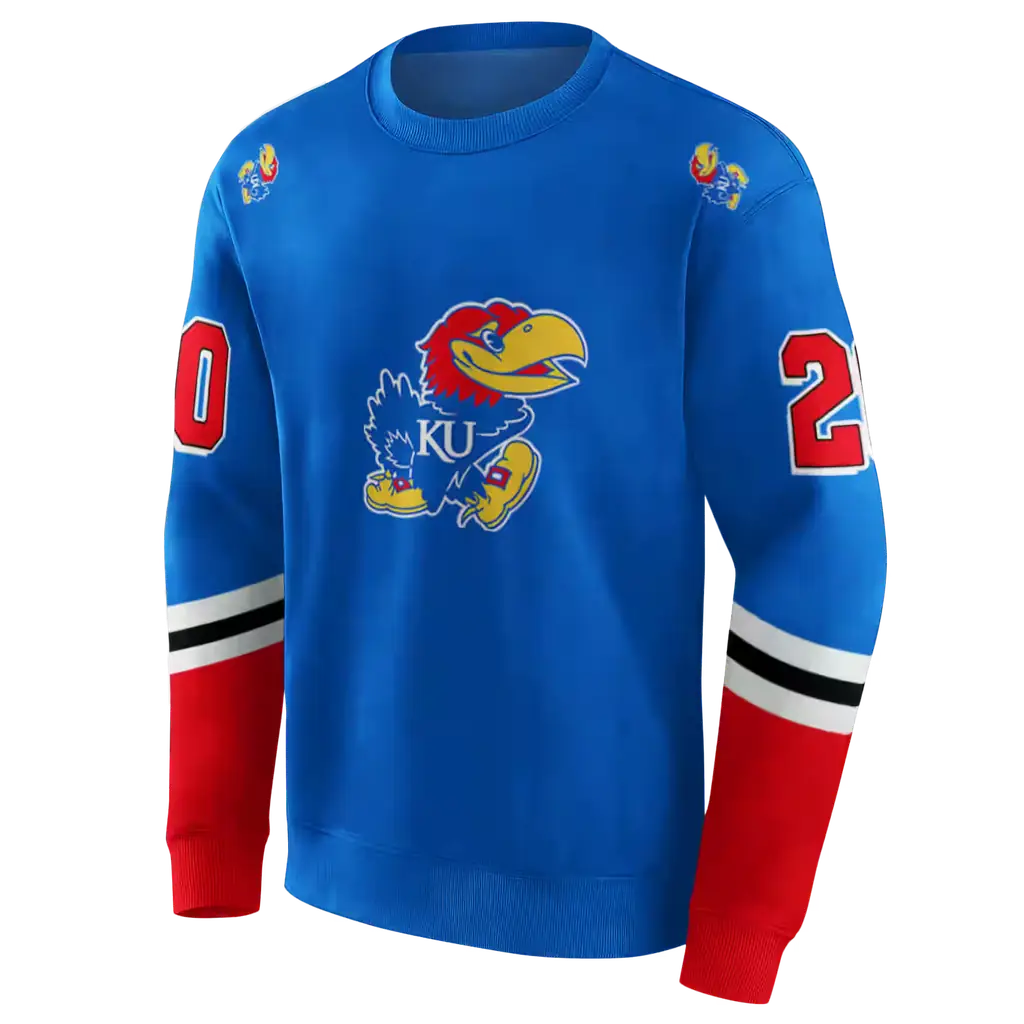 custom kansas jayhawks striped sleeves blue hoodie new arrival custom kansas jayhawks striped sleeves blue hoodie new arrival