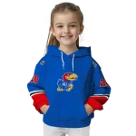 custom kansas jayhawks striped sleeves blue hoodie best selling
