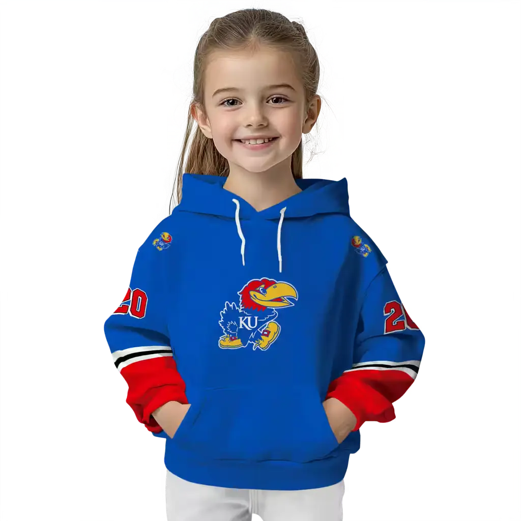 custom kansas jayhawks striped sleeves blue hoodie top rated custom kansas jayhawks striped sleeves blue hoodie top rated