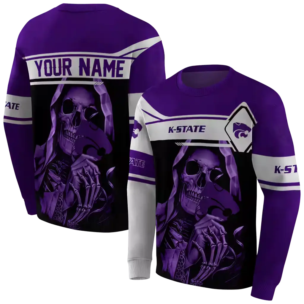 custom kansas state wildcats grim reaper purple black hoodie premium grade custom kansas state wildcats grim reaper purple black hoodie premium grade