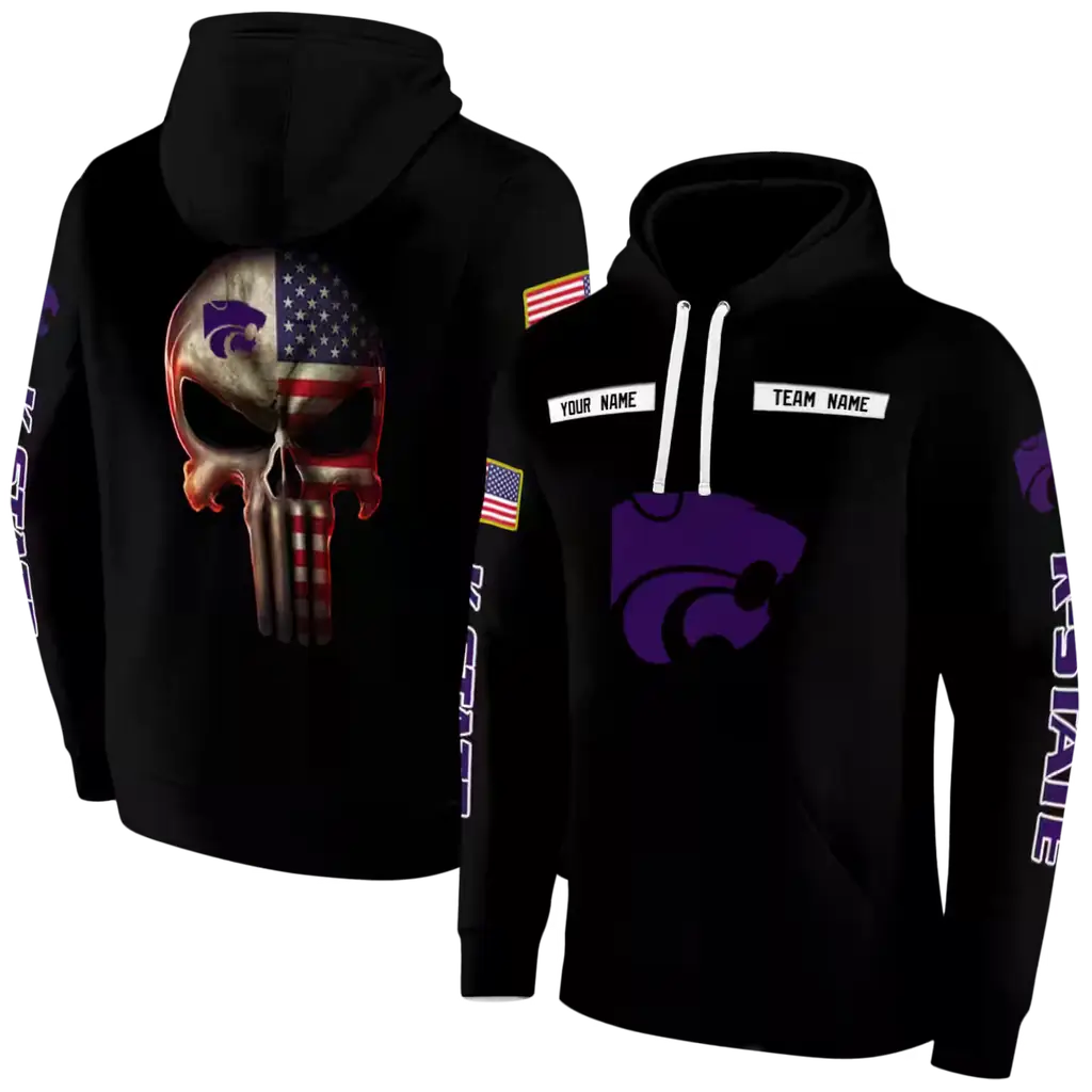 custom kansas state wildcats punisher skull black hoodie fashion forward custom kansas state wildcats punisher skull black hoodie fashion forward