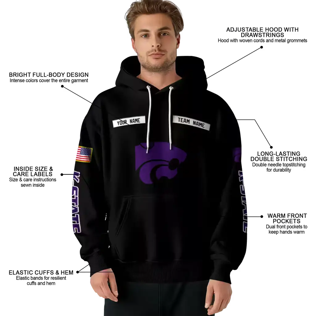 custom kansas state wildcats punisher skull black hoodie latest model custom kansas state wildcats punisher skull black hoodie latest model