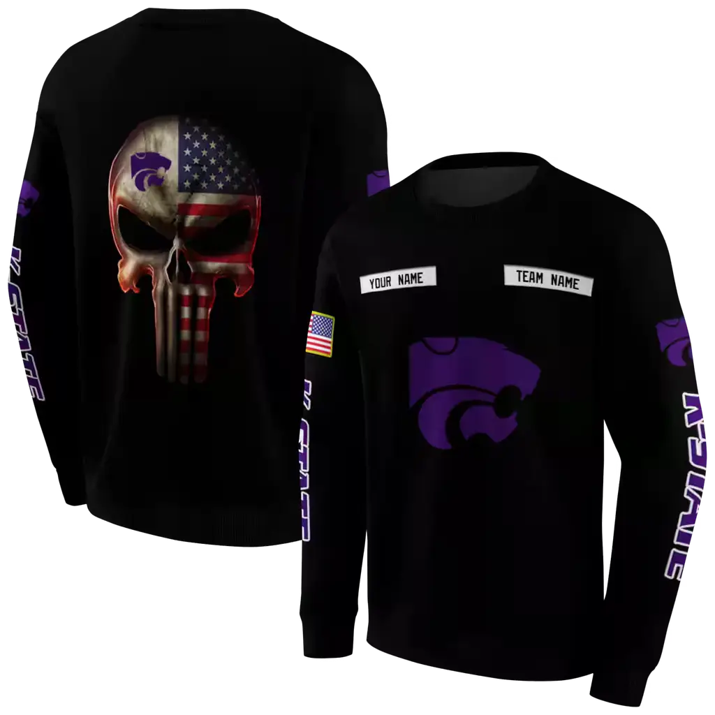 custom kansas state wildcats punisher skull black hoodie premium grade custom kansas state wildcats punisher skull black hoodie premium grade