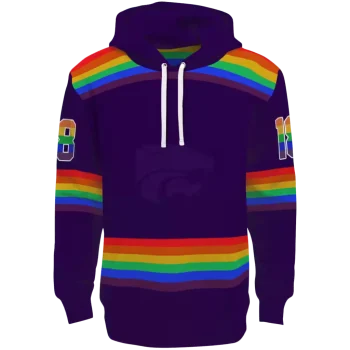 custom kansas state wildcats rainbow stripes purple hoodie best selling