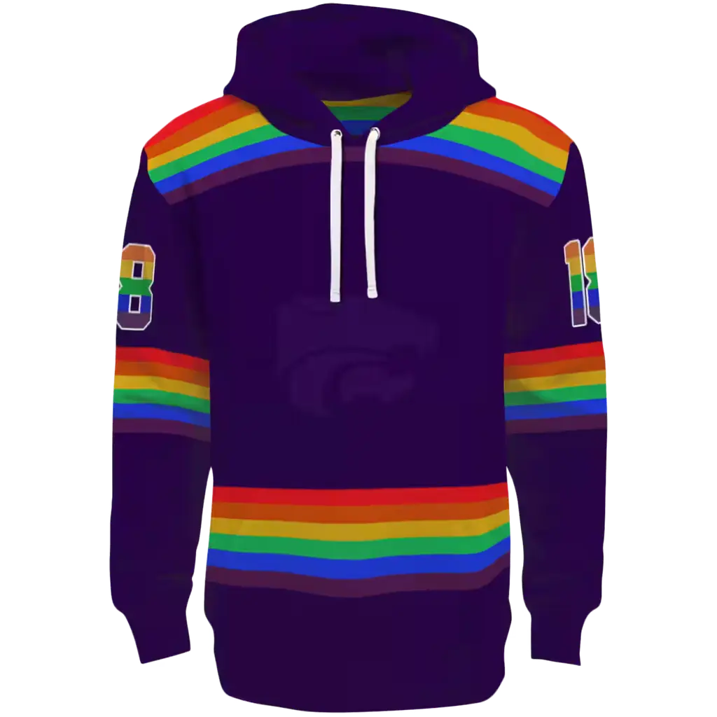 custom kansas state wildcats rainbow stripes purple hoodie best selling custom kansas state wildcats rainbow stripes purple hoodie best selling