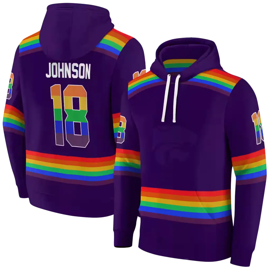 custom kansas state wildcats rainbow stripes purple hoodie fashion forward custom kansas state wildcats rainbow stripes purple hoodie fashion forward