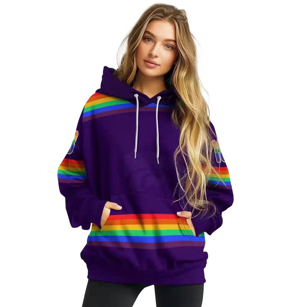 custom kansas state wildcats rainbow stripes purple hoodie high quality custom kansas state wildcats rainbow stripes purple hoodie high quality