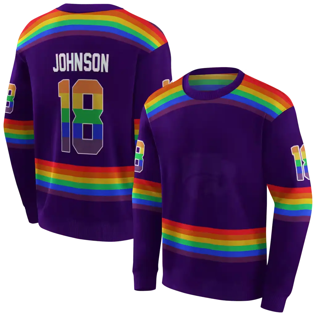 custom kansas state wildcats rainbow stripes purple hoodie premium grade custom kansas state wildcats rainbow stripes purple hoodie premium grade
