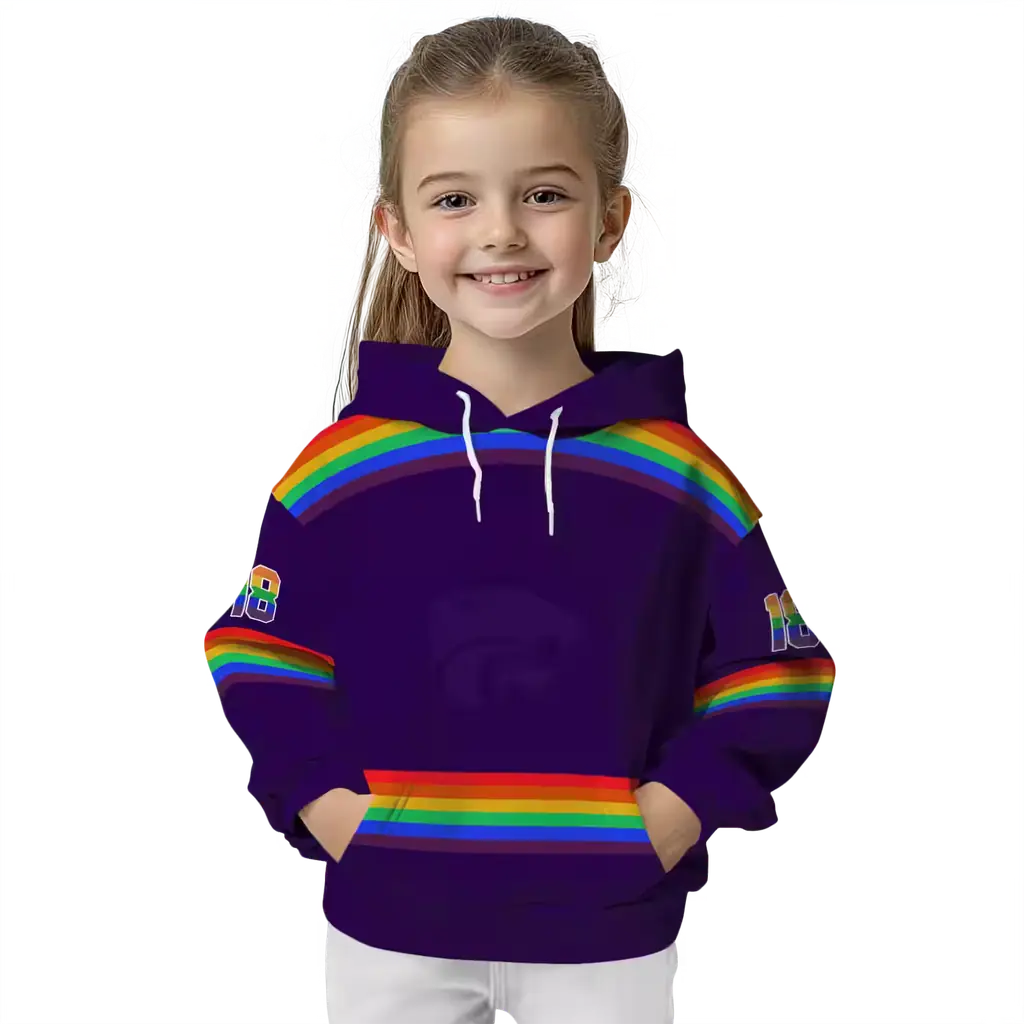 custom kansas state wildcats rainbow stripes purple hoodie top rated custom kansas state wildcats rainbow stripes purple hoodie top rated
