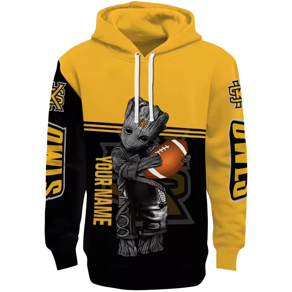 custom kennesaw state owls baby groot gold black hoodie best selling custom kennesaw state owls baby groot gold black hoodie best selling