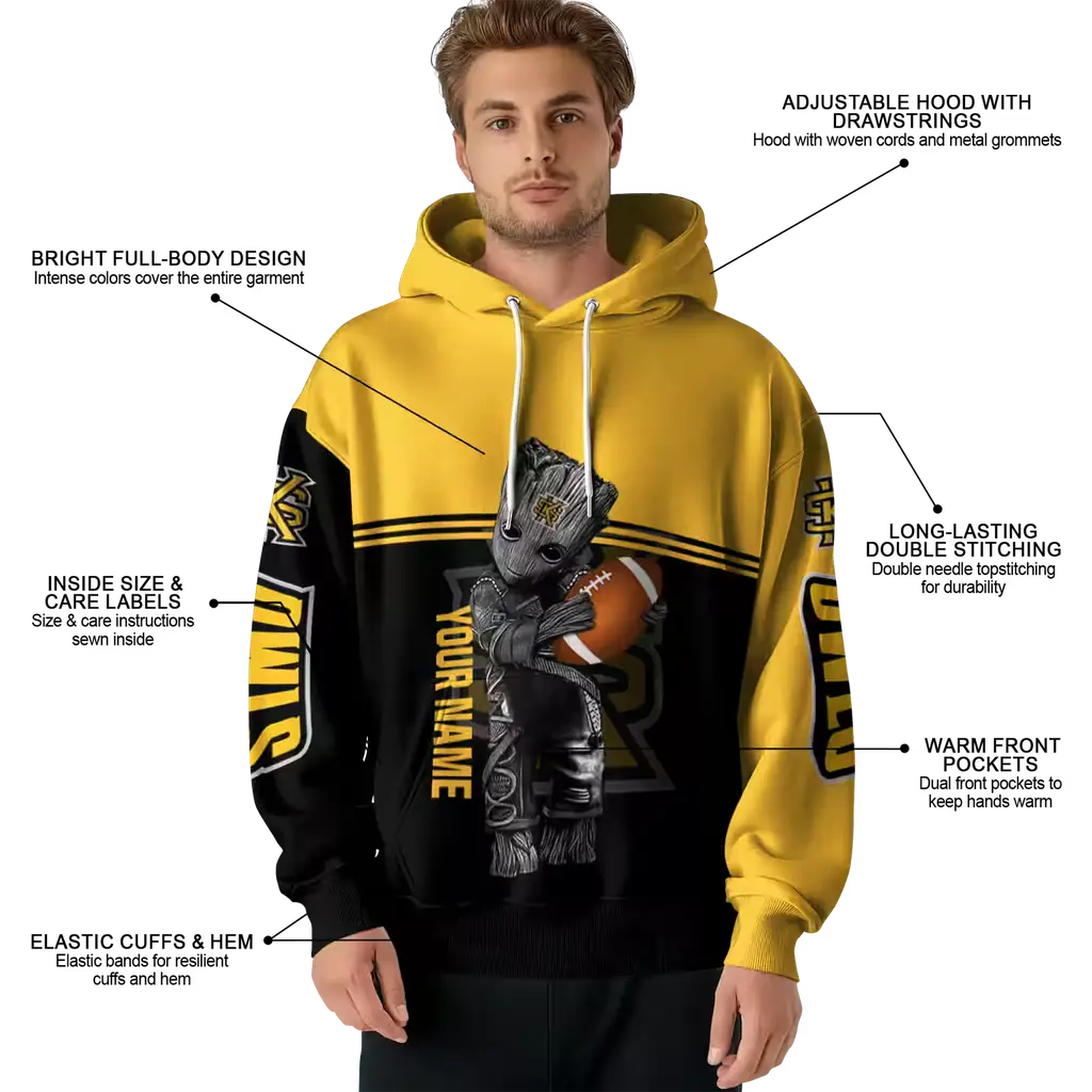 custom kennesaw state owls baby groot gold black hoodie latest model custom kennesaw state owls baby groot gold black hoodie latest model