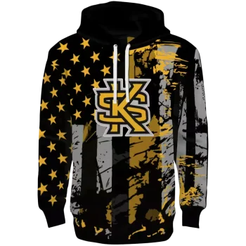 custom kennesaw state owls distressed flag gold black hoodie best selling