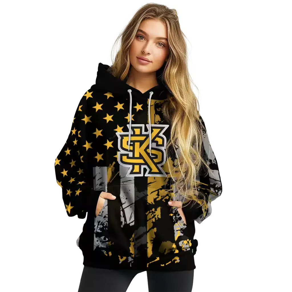 custom kennesaw state owls distressed flag gold black hoodie high quality custom kennesaw state owls distressed flag gold black hoodie high quality