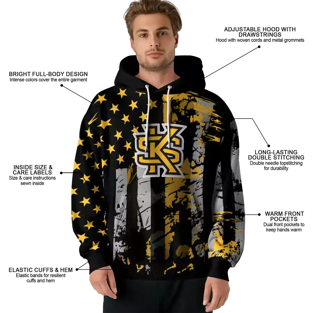 custom kennesaw state owls distressed flag gold black hoodie latest model custom kennesaw state owls distressed flag gold black hoodie latest model
