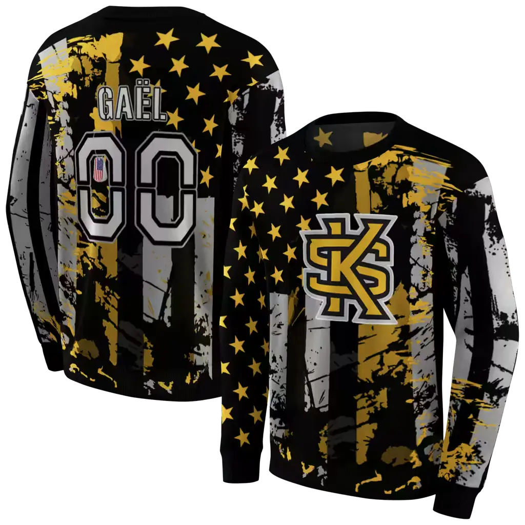 custom kennesaw state owls distressed flag gold black hoodie premium grade custom kennesaw state owls distressed flag gold black hoodie premium grade