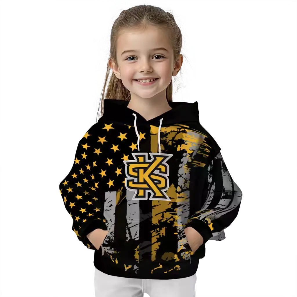 custom kennesaw state owls distressed flag gold black hoodie top rated custom kennesaw state owls distressed flag gold black hoodie top rated
