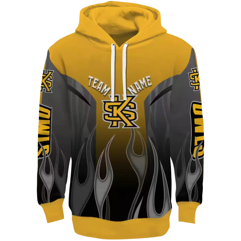 custom kennesaw state owls flame design gold hoodie best selling custom kennesaw state owls flame design gold hoodie best selling
