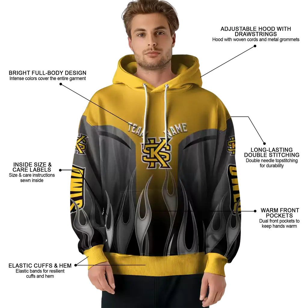 custom kennesaw state owls flame design gold hoodie latest model custom kennesaw state owls flame design gold hoodie latest model