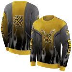 custom kennesaw state owls flame design gold hoodie best selling