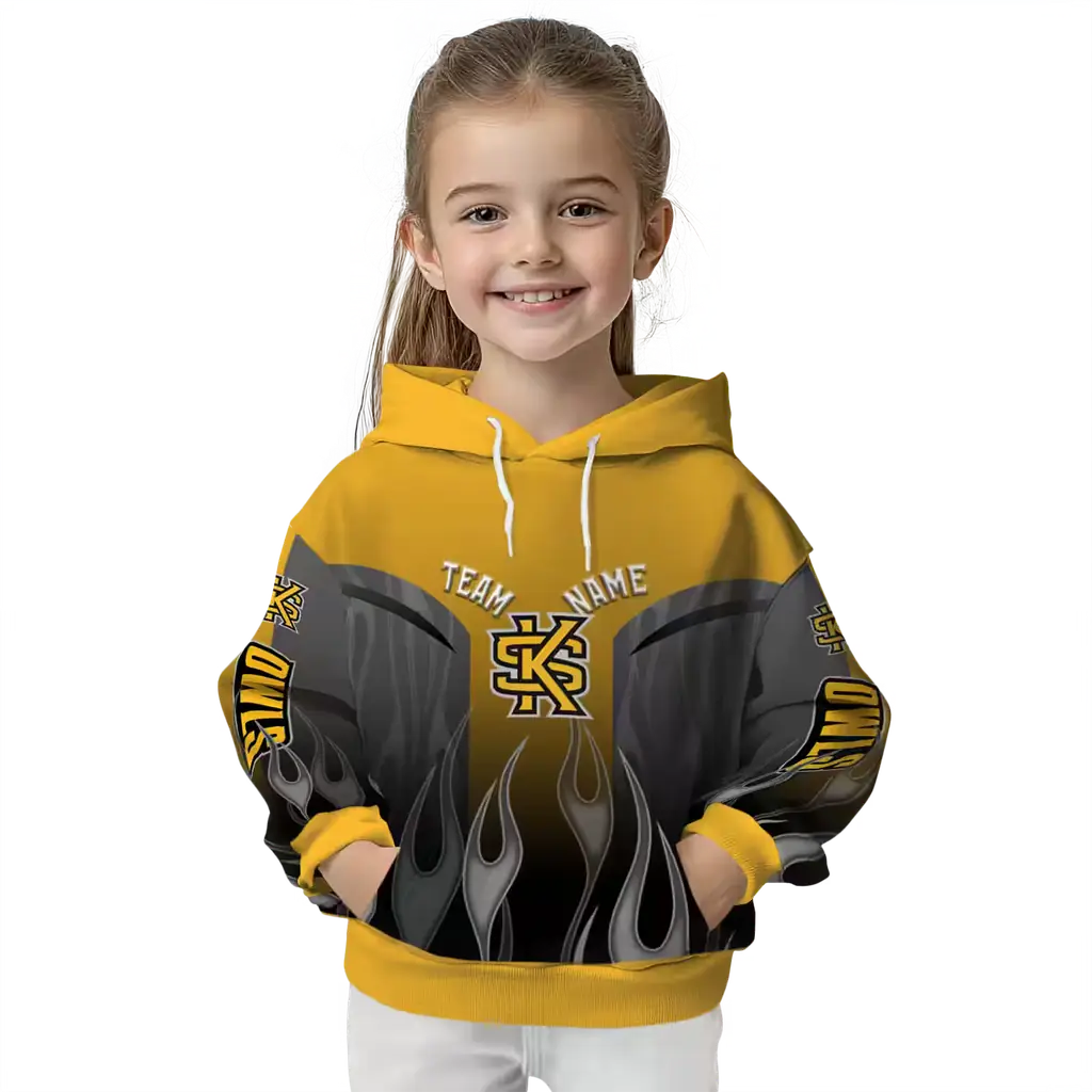 custom kennesaw state owls flame design gold hoodie top rated custom kennesaw state owls flame design gold hoodie top rated