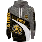 custom kennesaw state owls hexagonal mesh gold black gray hoodie best selling