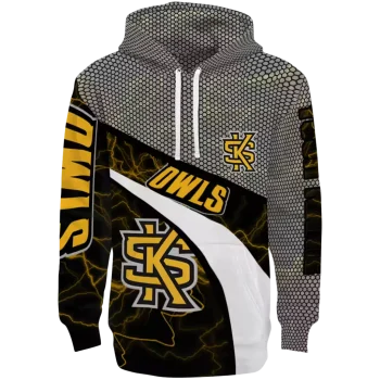 custom kennesaw state owls hexagonal mesh gold black gray hoodie best selling