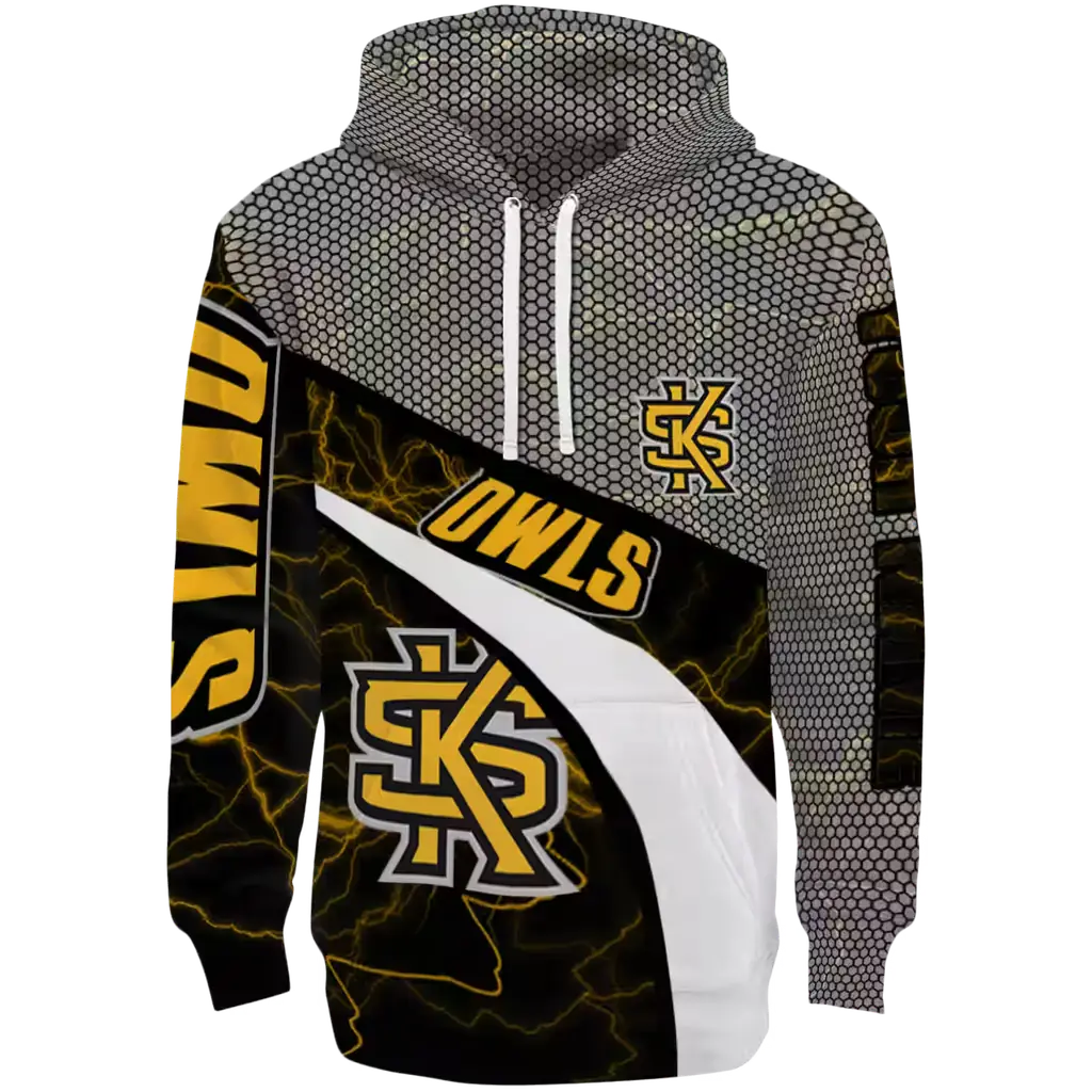 custom kennesaw state owls hexagonal mesh gold black gray hoodie best selling custom kennesaw state owls hexagonal mesh gold black gray hoodie best selling