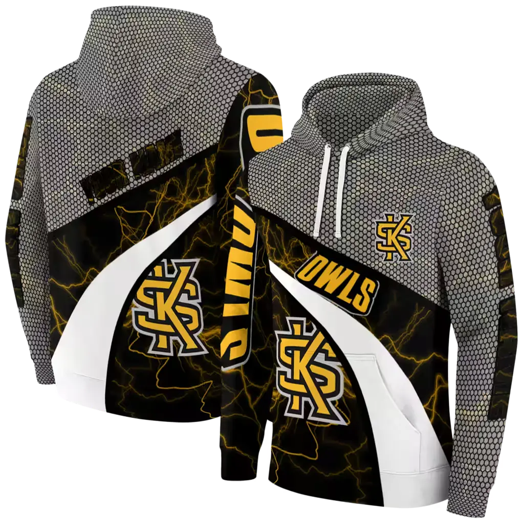 custom kennesaw state owls hexagonal mesh gold black gray hoodie fashion forward custom kennesaw state owls hexagonal mesh gold black gray hoodie fashion forward