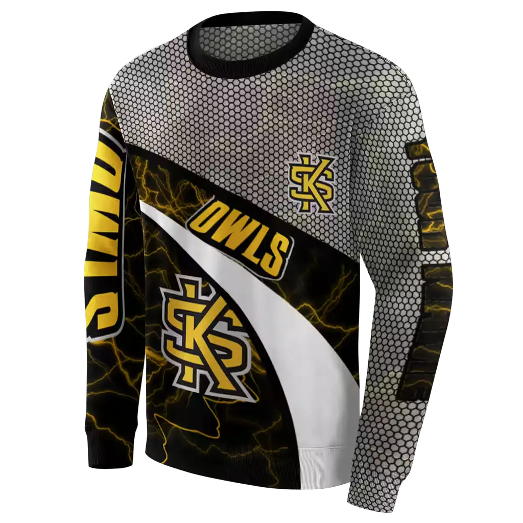 custom kennesaw state owls hexagonal mesh gold black gray hoodie new arrival custom kennesaw state owls hexagonal mesh gold black gray hoodie new arrival