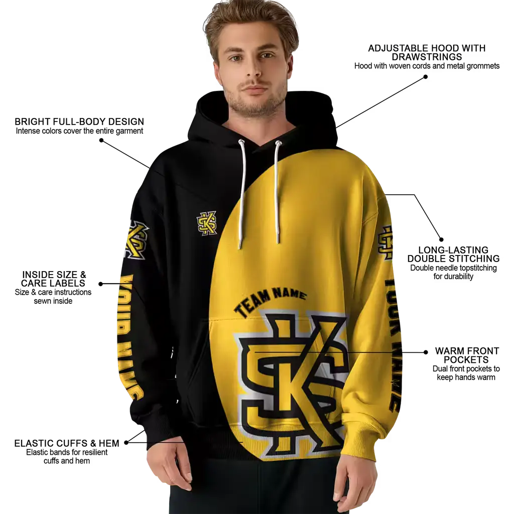 custom kennesaw state owls minimalist design gold black hoodie latest model custom kennesaw state owls minimalist design gold black hoodie latest model