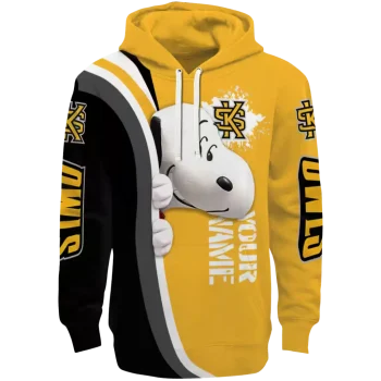 custom kennesaw state owls peeking snoopy gold hoodie best selling