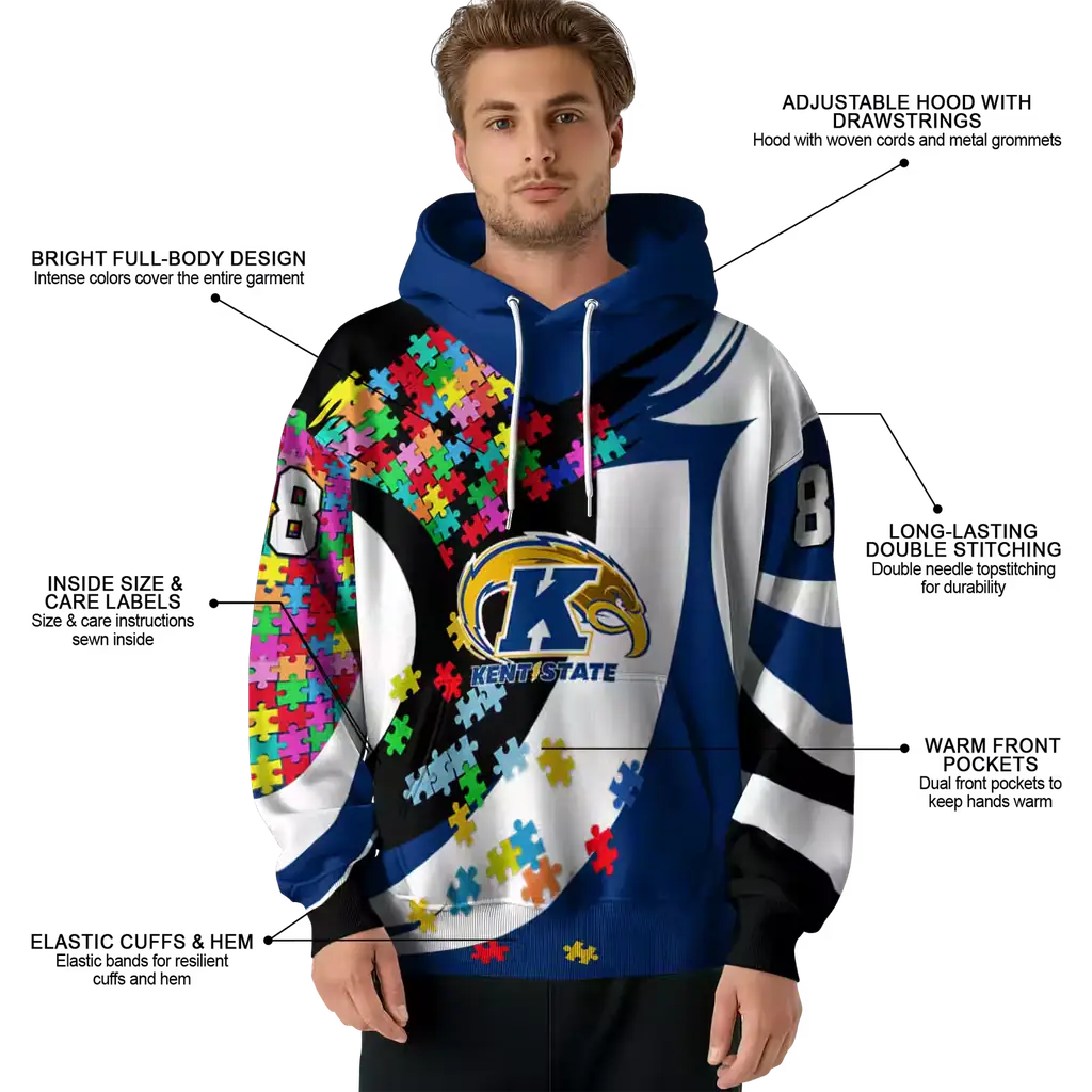 custom kent state golden flashes puzzle pieces navy blue hoodie latest model custom kent state golden flashes puzzle pieces navy blue hoodie latest model