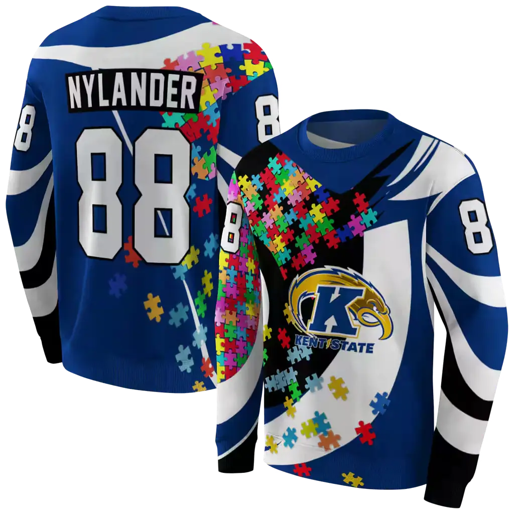 custom kent state golden flashes puzzle pieces navy blue hoodie premium grade custom kent state golden flashes puzzle pieces navy blue hoodie premium grade