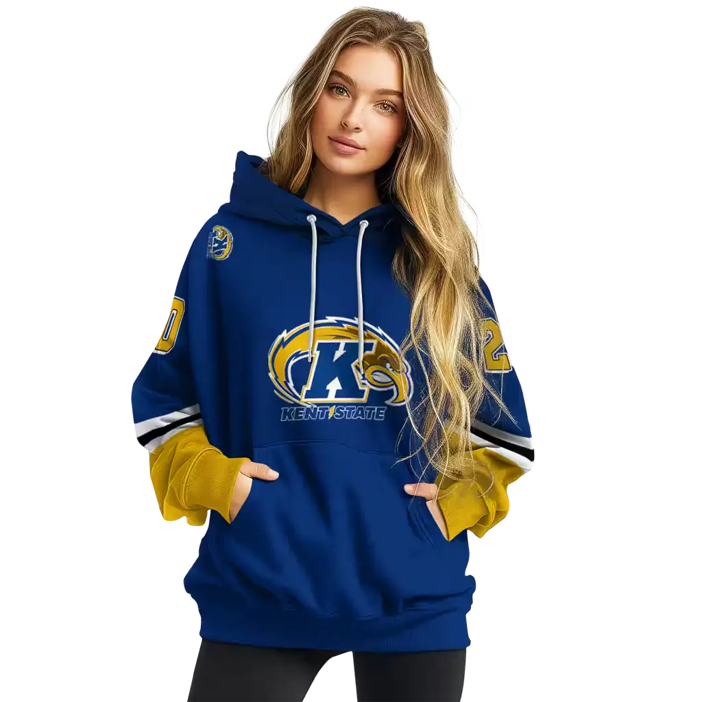 custom kent state golden flashes striped sleeves navy blue hoodie high quality custom kent state golden flashes striped sleeves navy blue hoodie high quality