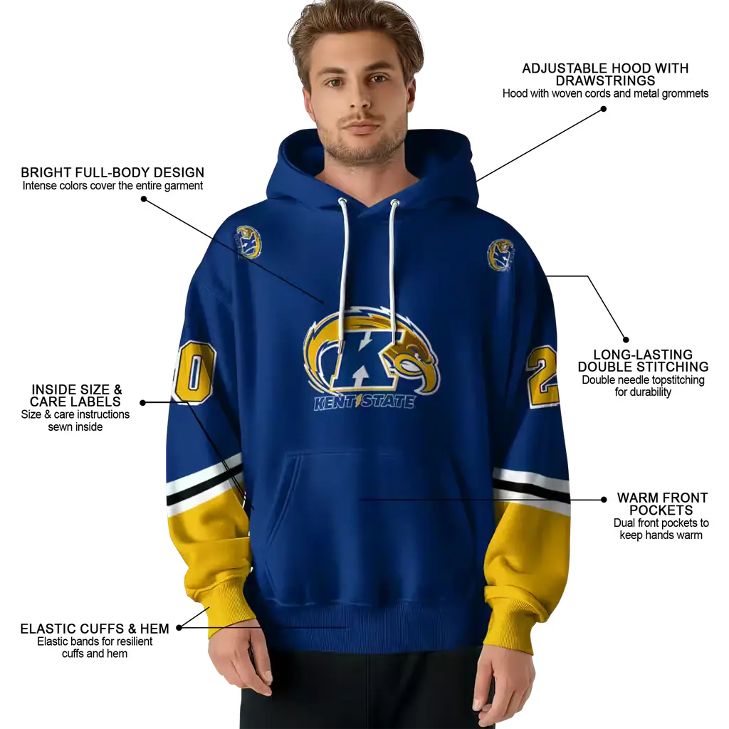 custom kent state golden flashes striped sleeves navy blue hoodie latest model custom kent state golden flashes striped sleeves navy blue hoodie latest model