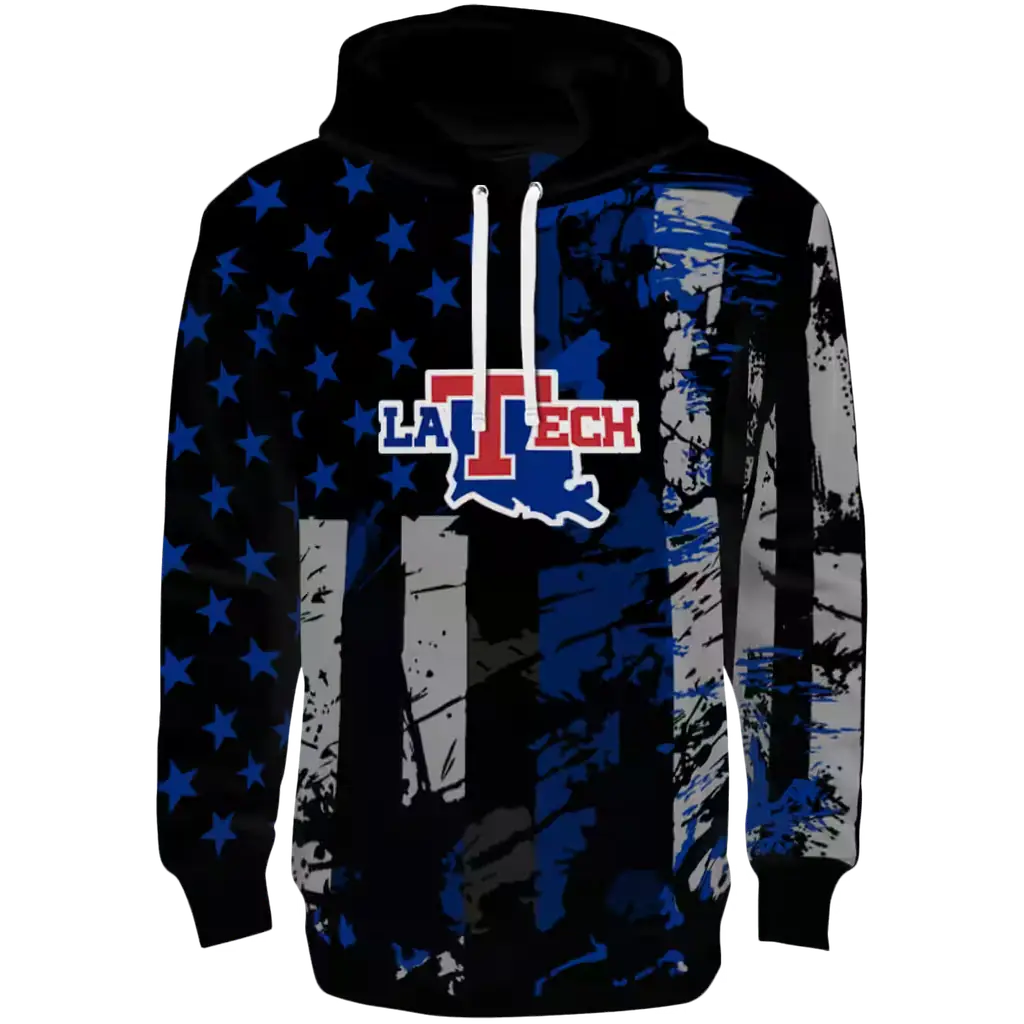 custom la tech distressed flag blue black hoodie best selling custom la tech distressed flag blue black hoodie best selling