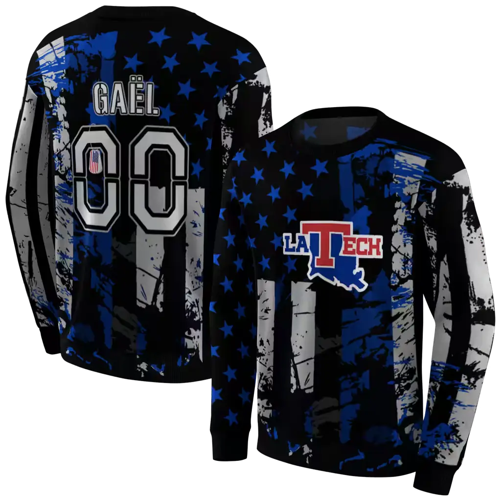 custom la tech distressed flag blue black hoodie premium grade custom la tech distressed flag blue black hoodie premium grade
